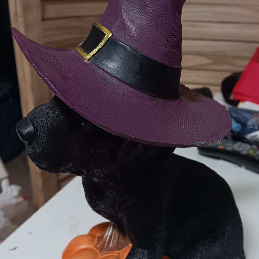 Dog figurine Halloween hat decor black and purple - Picture 4 of 5